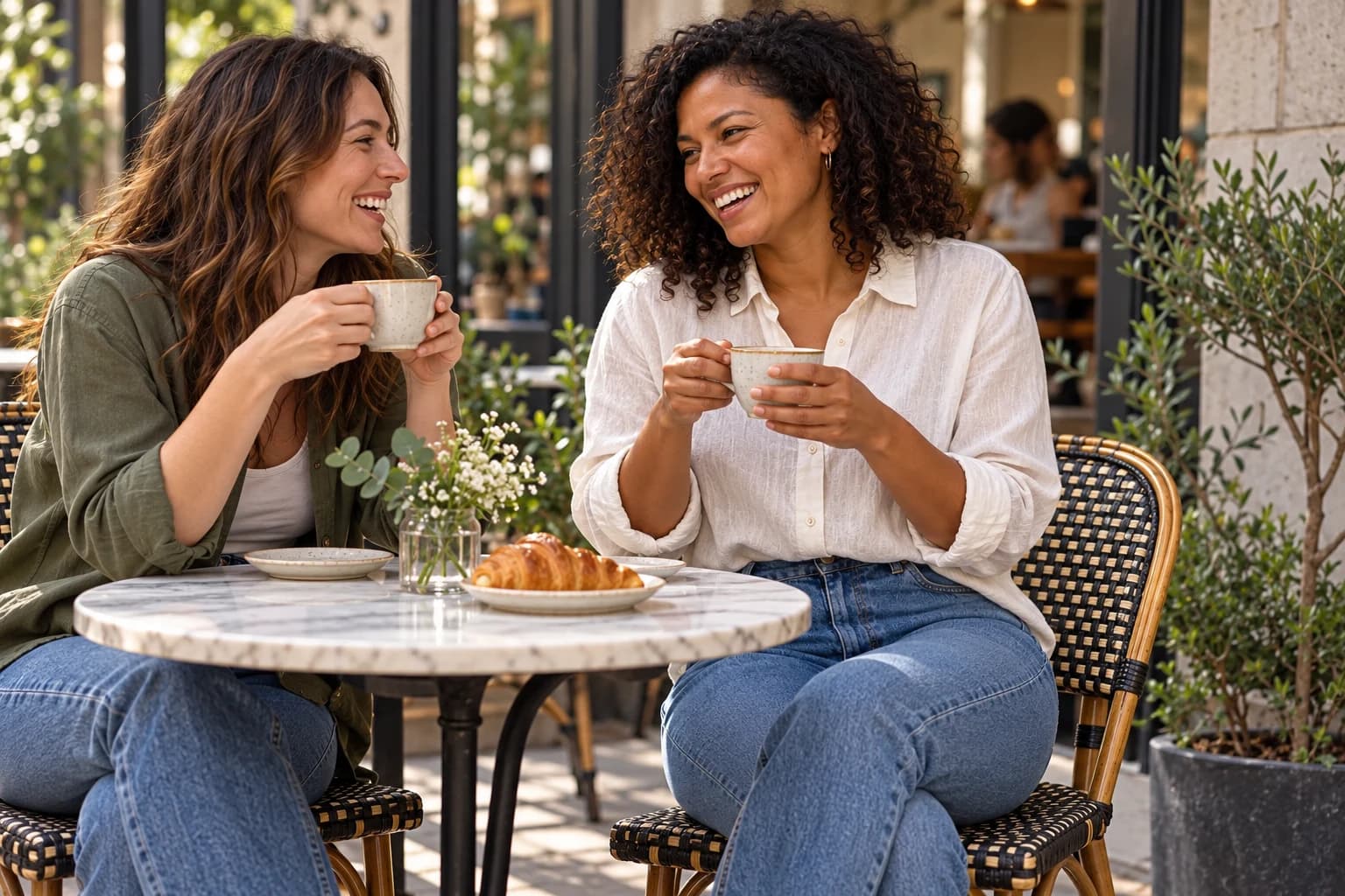 Generated lifestyle campaign of the same adult woman during time together