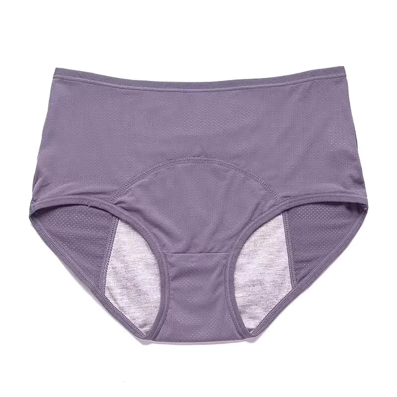 Original manufacturer photo of the inside of the violet full brief, showing the pale gusset and its stitching