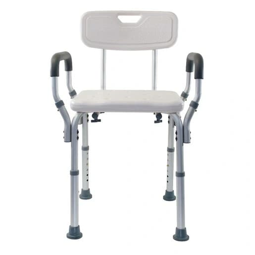 Shower bench molded arms and back