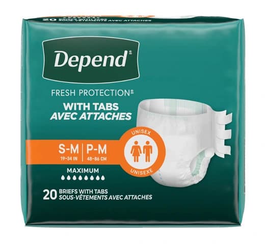Depend fitted brief max abs sm md 3x20ct