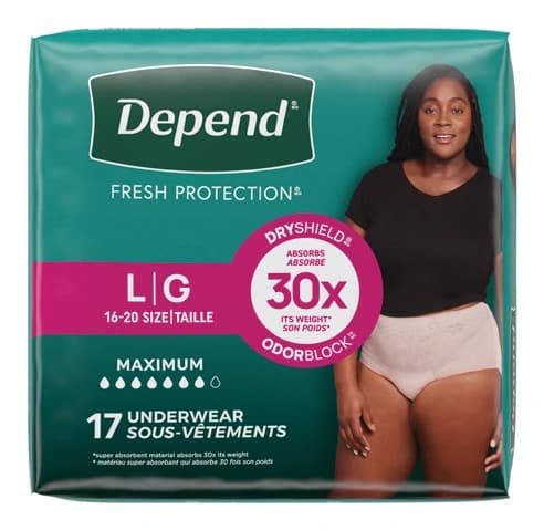 Depend underwear max large women 2x17ct