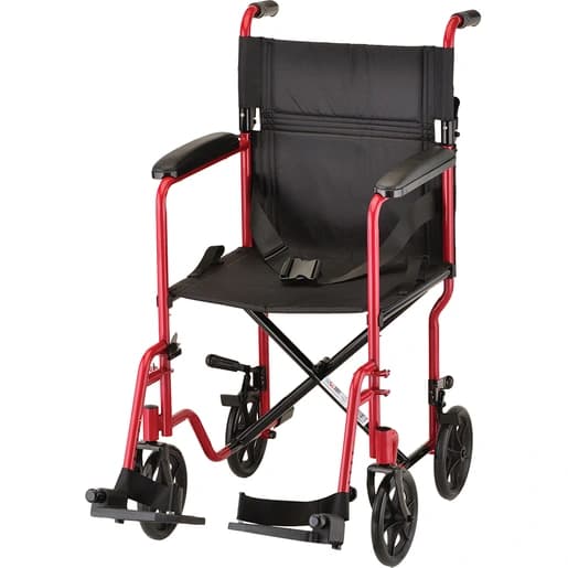 Transport chair 19 lightweight steel red 319r Nova