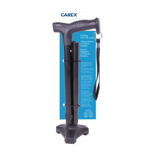 Folding flex-tip cane